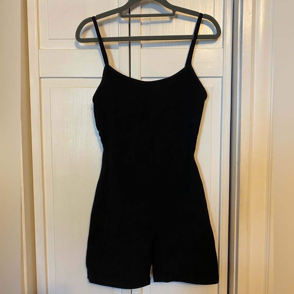 LA Apparel Garment Dyed Spaghetti Strap Scoopback Short Biketard